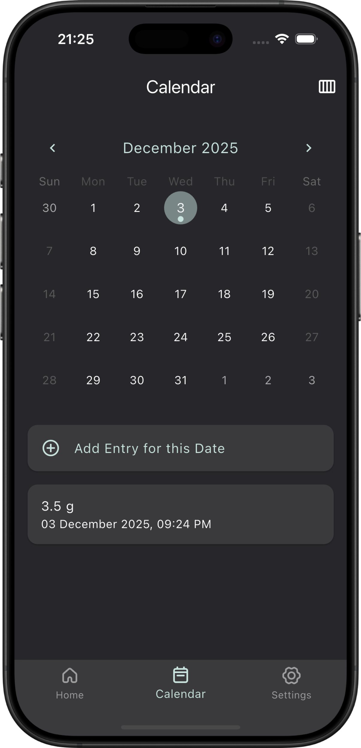 Mobile App Screenshot of Kreas Creatine Tracker Interface